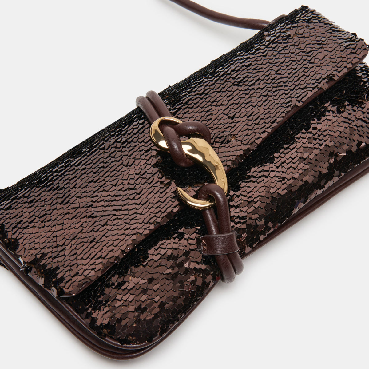 ALICE SHOULDER BAG BROWN SEQUIN STELLA | Dolce Vita