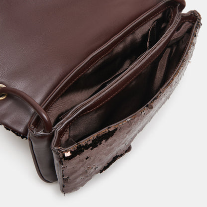ALICE SHOULDER BAG BROWN SEQUIN STELLA | Dolce Vita
