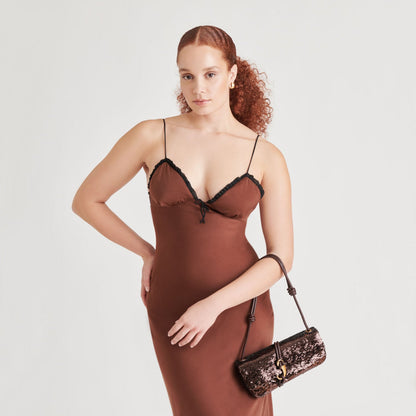 ALICE SHOULDER BAG BROWN SEQUIN STELLA | Dolce Vita