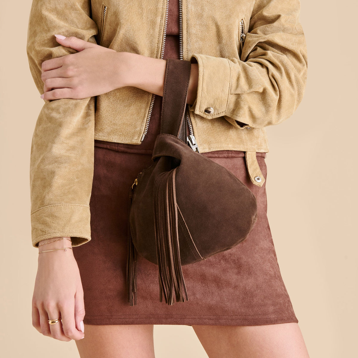 Zury Espresso Suede Handbag | Dolce Vita