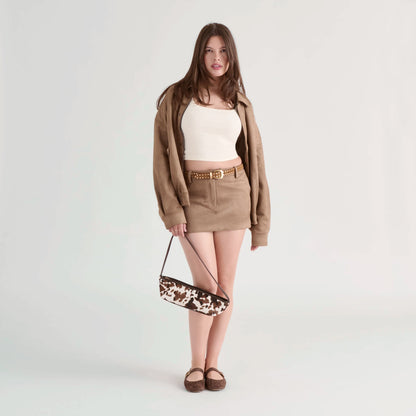 Savaii Cocoa Calf Hair Shoulder Bag | Dolce Vita