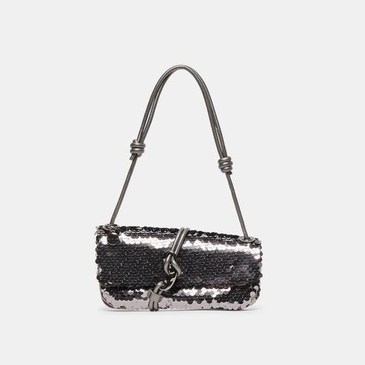 Alice Gunmetal Sequin Shoulder Bag | Dolce Vita