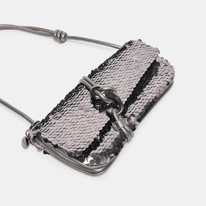 Alice Gunmetal Sequin Shoulder Bag | Dolce Vita