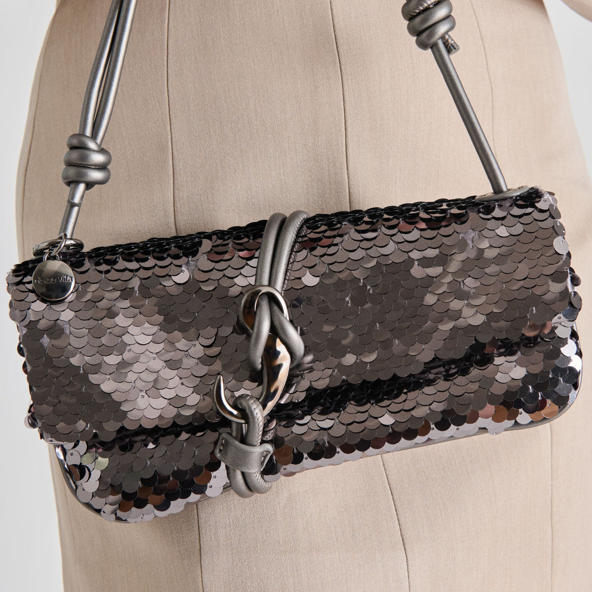 Alice Gunmetal Sequin Shoulder Bag | Dolce Vita