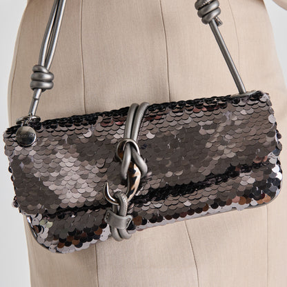 Alice Gunmetal Sequin Shoulder Bag | Dolce Vita