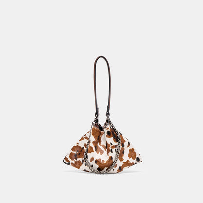 Jagger Cocoa Calf Hair Shoulder Bag | Dolce Vita