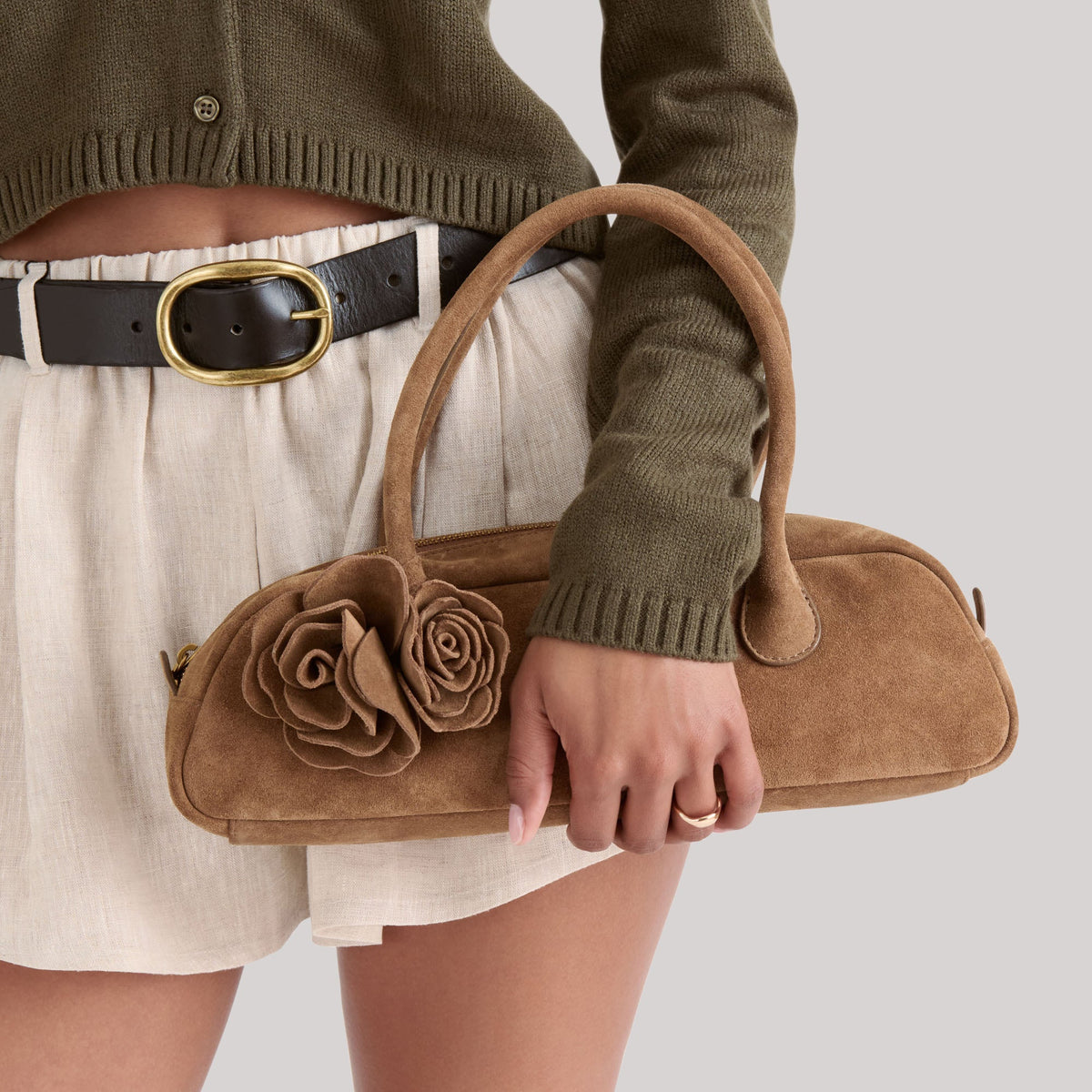 Boracay Brown Suede Shoulder Bag | Dolce Vita