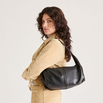 Billy Black Leather Shoulder Bag | Dolce Vita