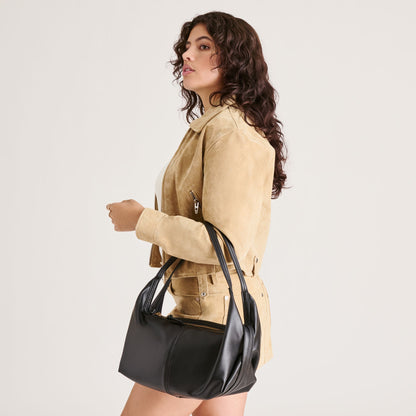 Billy Black Leather Shoulder Bag | Dolce Vita