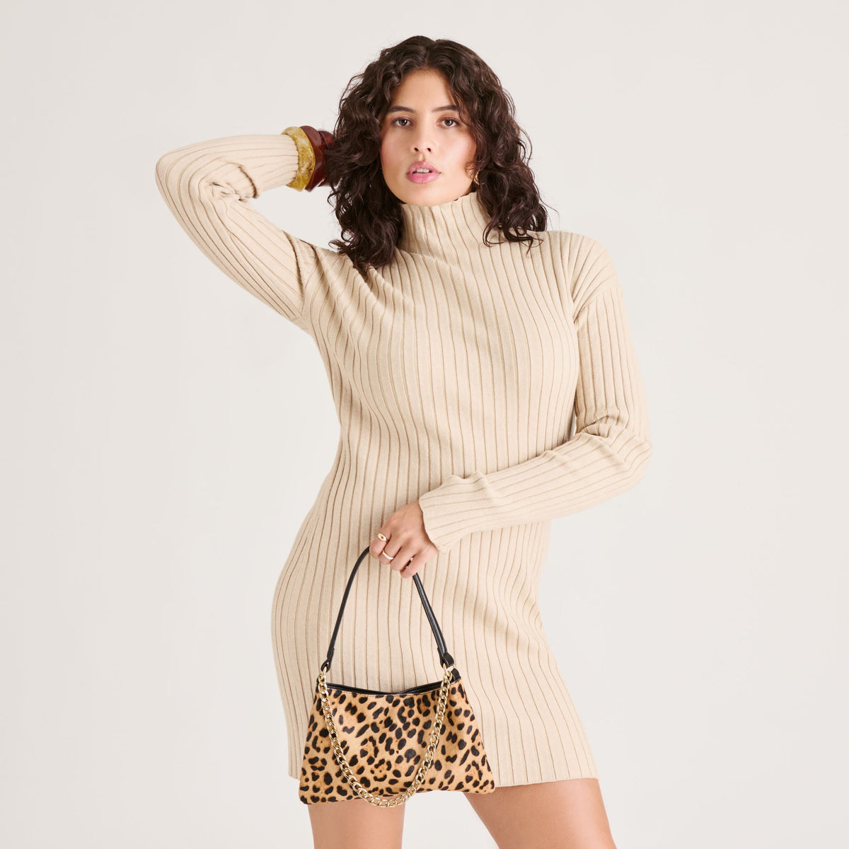 Jagger Leopard Calf Hair Shoulder Bag | Dolce Vita