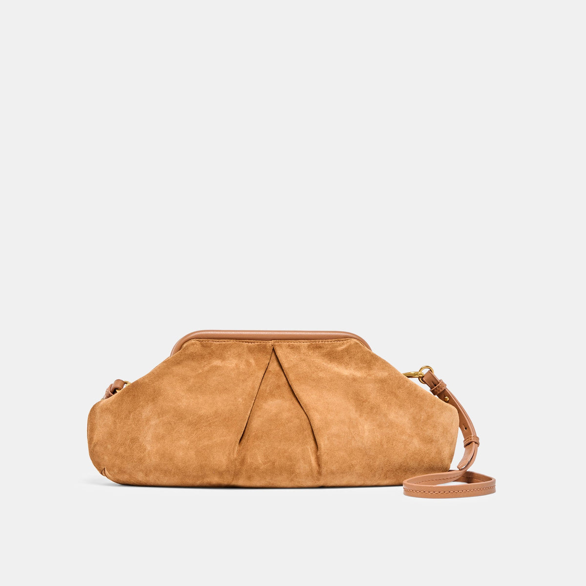 Sahara Cognac Suede Clutch | Dolce Vita
