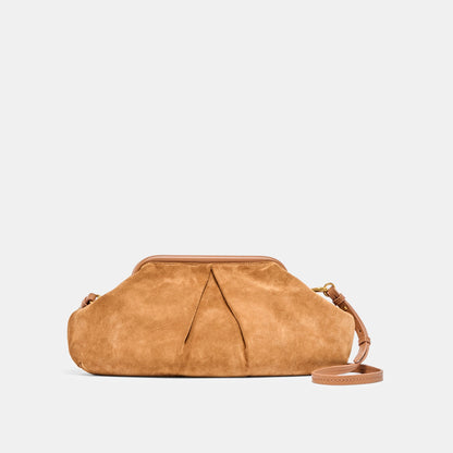 Sahara Cognac Suede Clutch | Dolce Vita