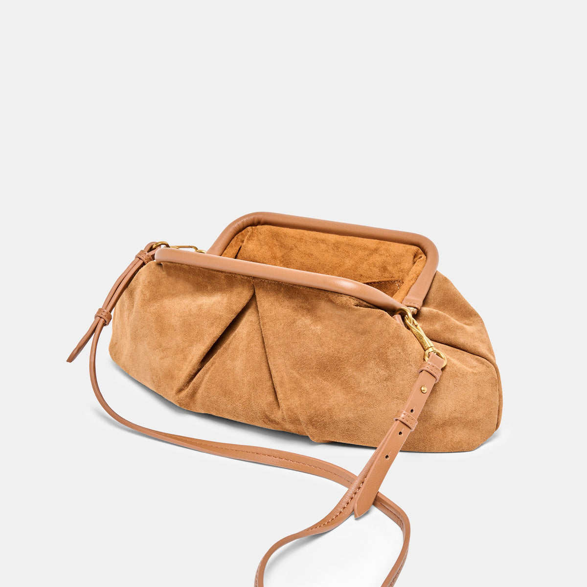 Sahara Cognac Suede Clutch | Dolce Vita