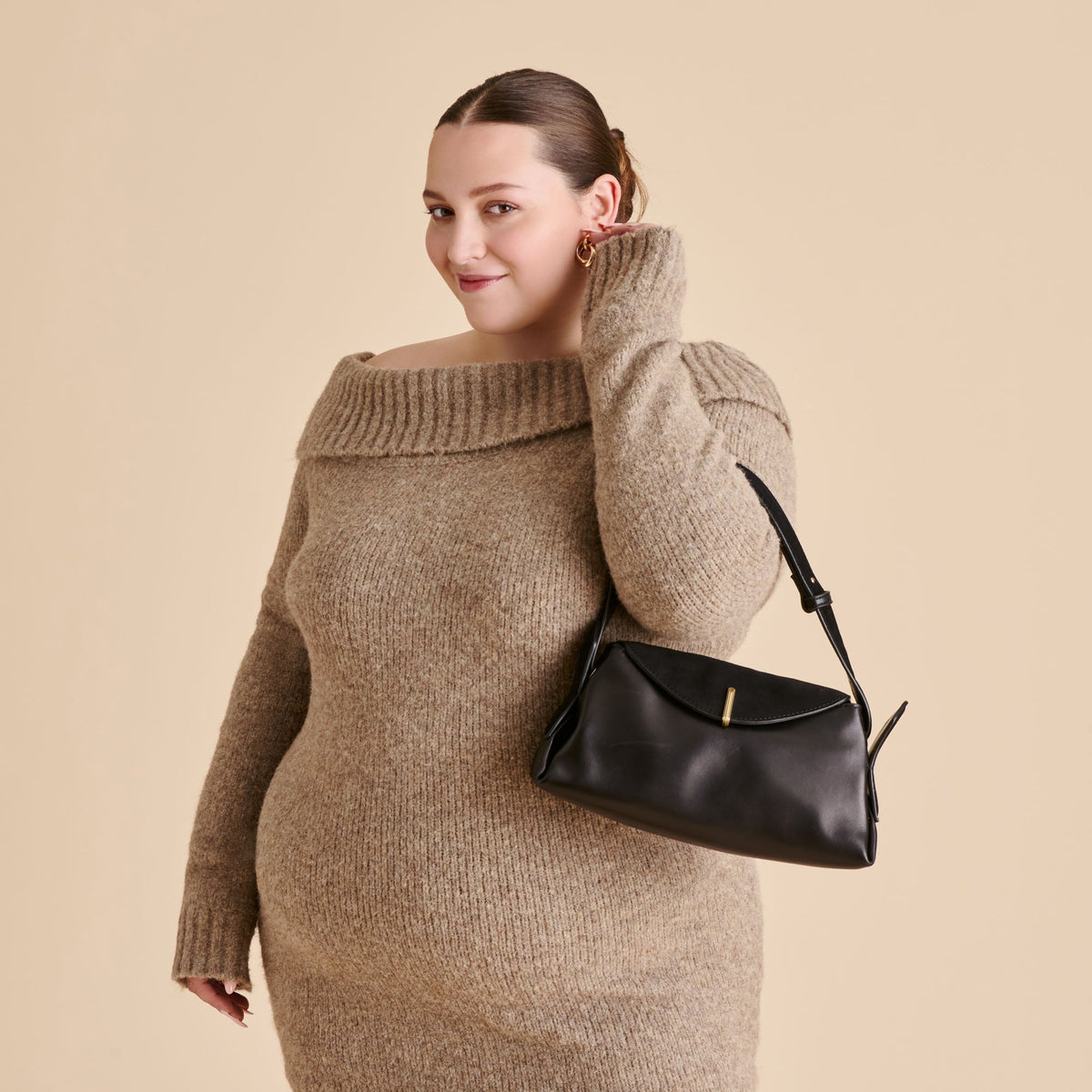Devyn Black Leather Shoulder Bag | Dolce Vita