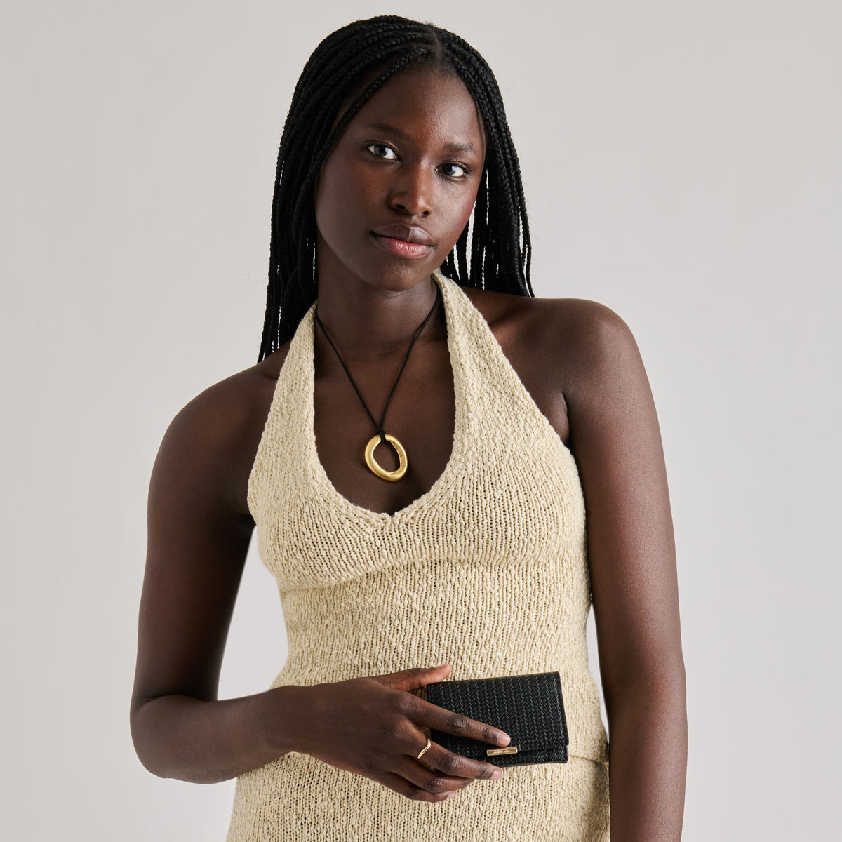 Mini-Me Black Woven Stella Wallet | Dolce Vita