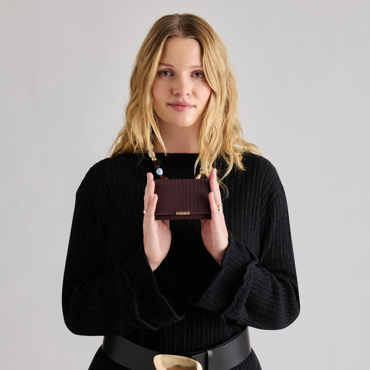 Mini-Me Burgundy Woven Stella Wallet | Dolce Vita