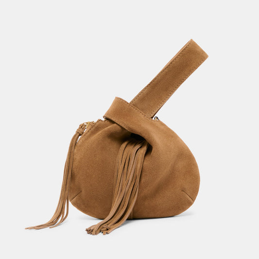 Zury Camel Suede Handbag | Dolce Vita