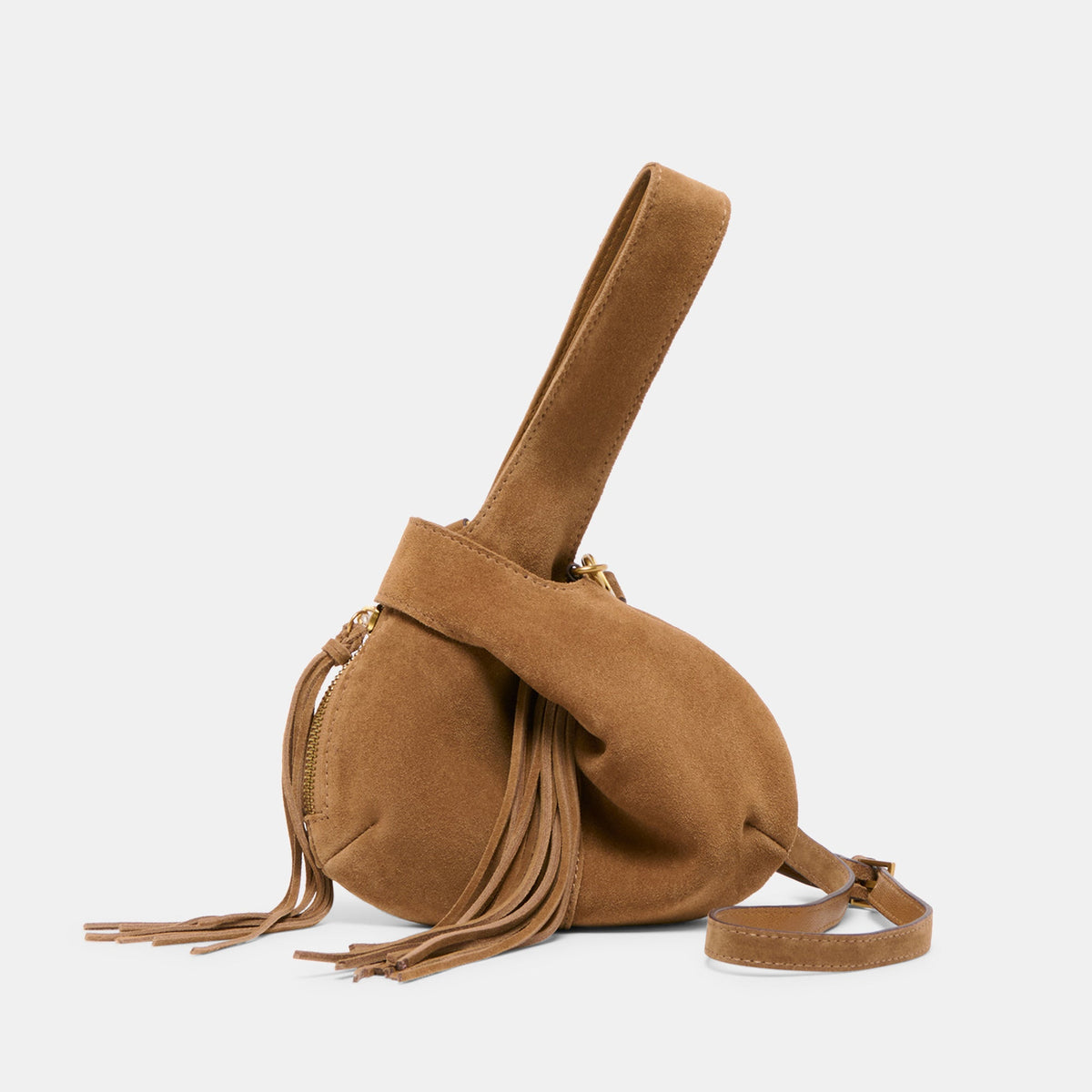 Zury Camel Suede Handbag | Dolce Vita
