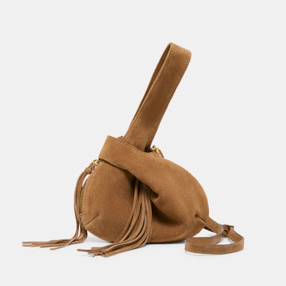 Zury Camel Suede Handbag | Dolce Vita