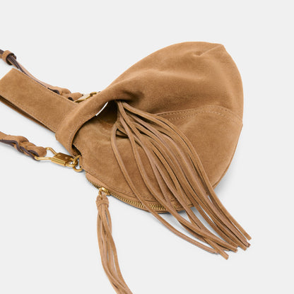 Zury Camel Suede Handbag | Dolce Vita