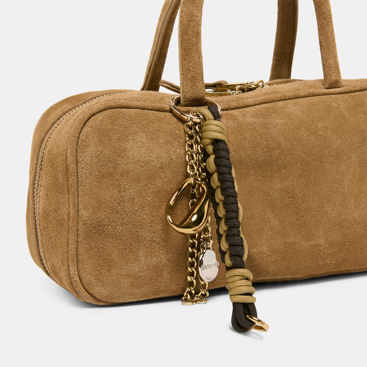 SANTINA HANDBAG TAUPE SUEDE | Dolce Vita