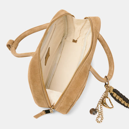 SANTINA HANDBAG TAUPE SUEDE | Dolce Vita
