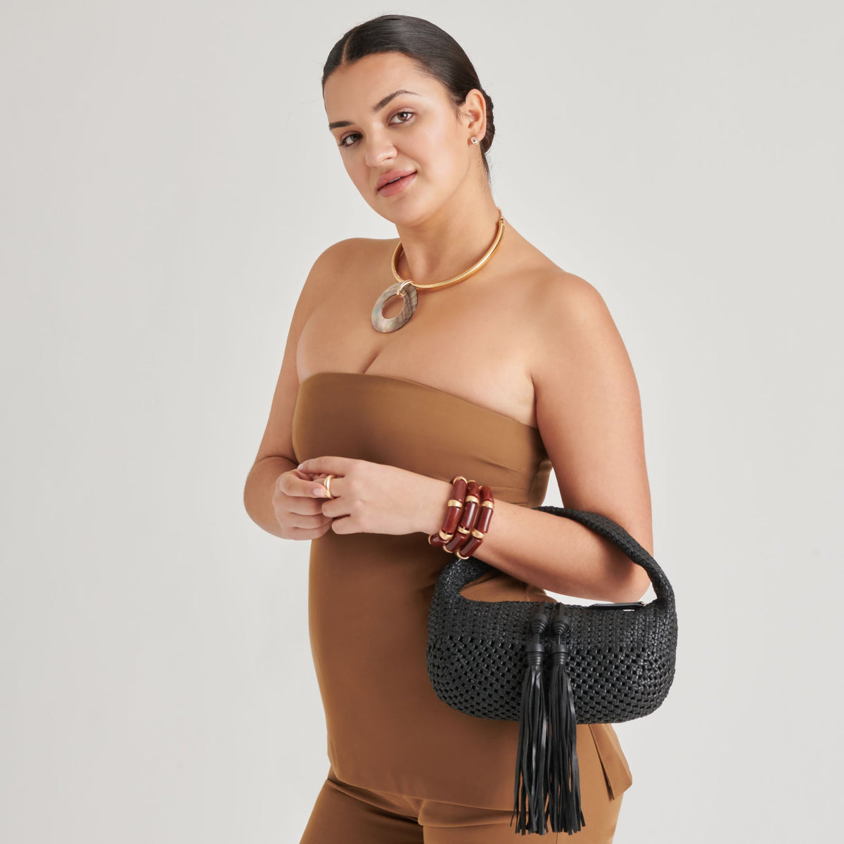 Zenia Black Leather Handbag | Dolce Vita