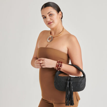 Zenia Black Leather Handbag | Dolce Vita