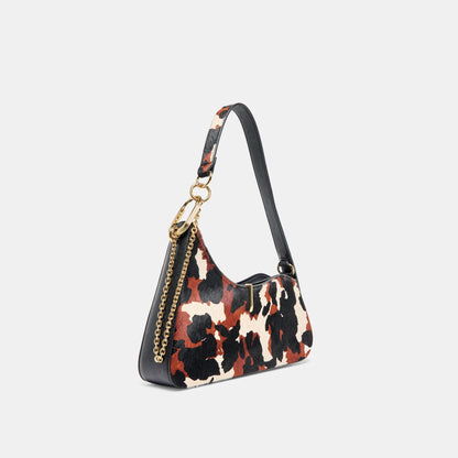 Prya Brown Printed Calf Hair Shoulder Bag | Dolce Vita
