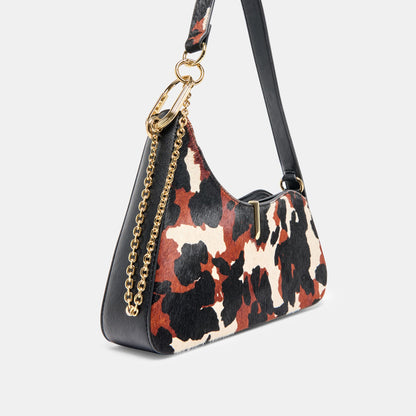 Prya Brown Printed Calf Hair Shoulder Bag | Dolce Vita