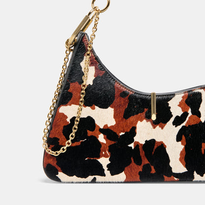 Prya Brown Printed Calf Hair Shoulder Bag | Dolce Vita