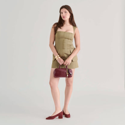 Flyn Burgundy Croco Stella Handbag | Dolce Vita