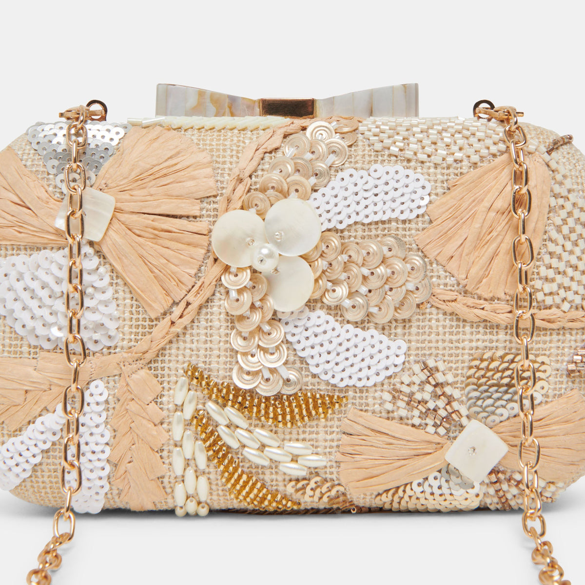 DAISY CLUTCH NATURAL MULTI BEADED | Dolce Vita