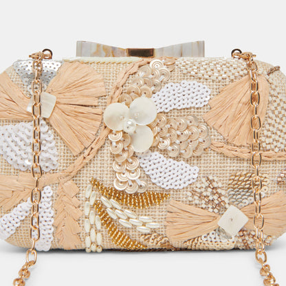 DAISY CLUTCH NATURAL MULTI BEADED | Dolce Vita