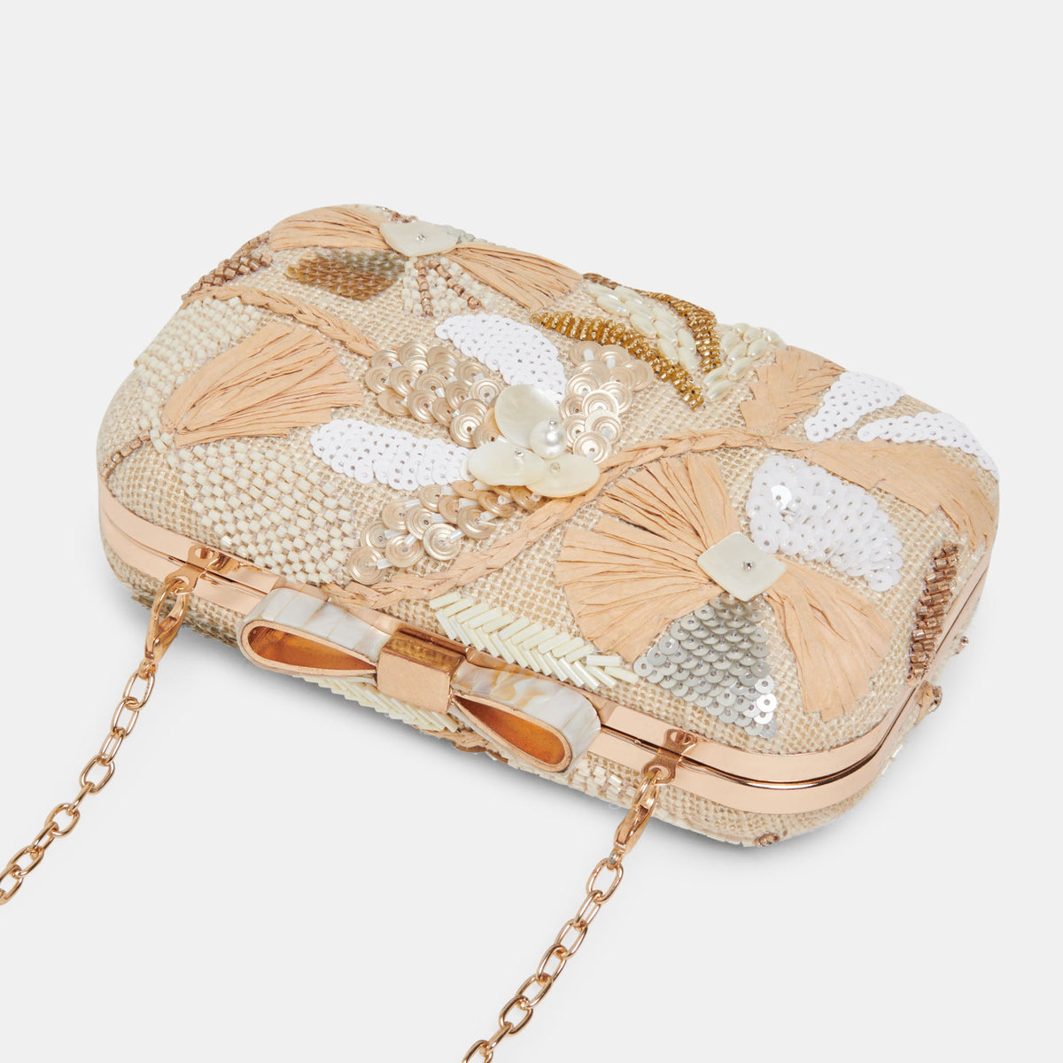DAISY CLUTCH NATURAL MULTI BEADED | Dolce Vita