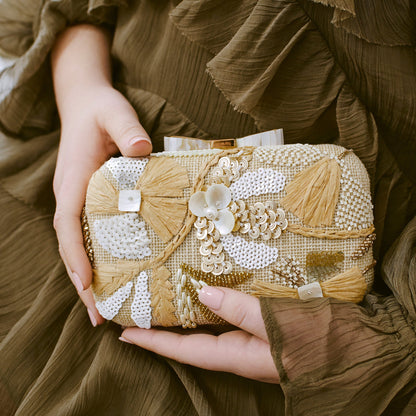 DAISY CLUTCH NATURAL MULTI BEADED | Dolce Vita