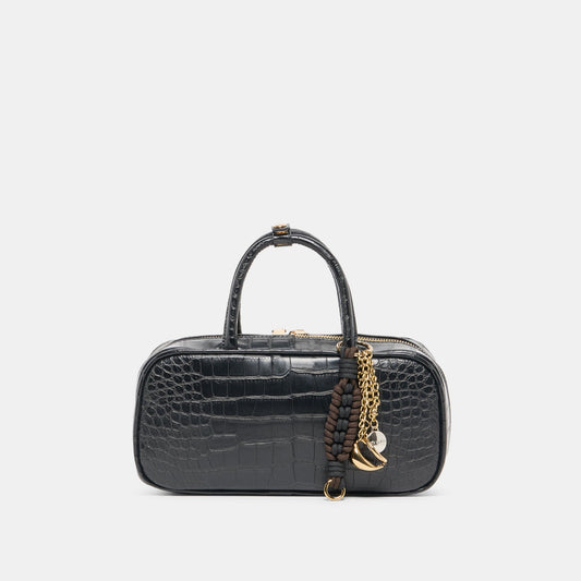 Flyn Black Croco Stella Handbag | Dolce Vita