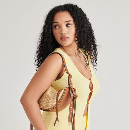 MONACO SHOULDER BAG NATURAL RAFFIA | Dolce Vita