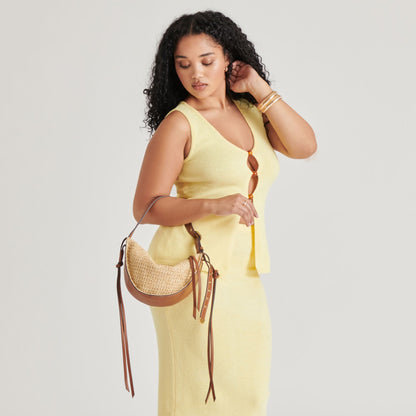 MONACO SHOULDER BAG NATURAL RAFFIA | Dolce Vita