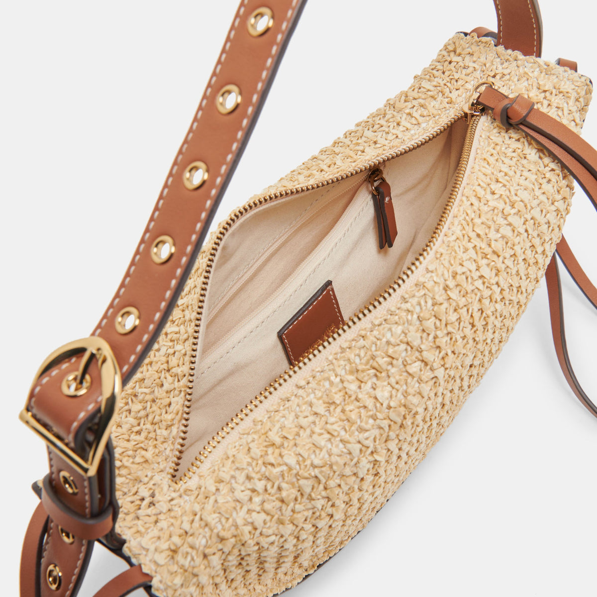 MONACO SHOULDER BAG NATURAL RAFFIA | Dolce Vita