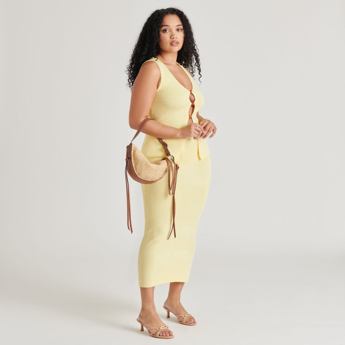 MONACO SHOULDER BAG NATURAL RAFFIA | Dolce Vita