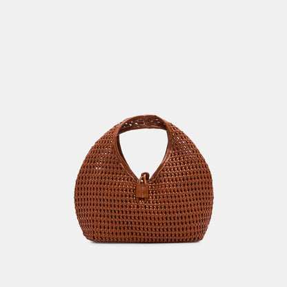 Dahlia Cognac Stella Woven Handbag | Dolce Vita