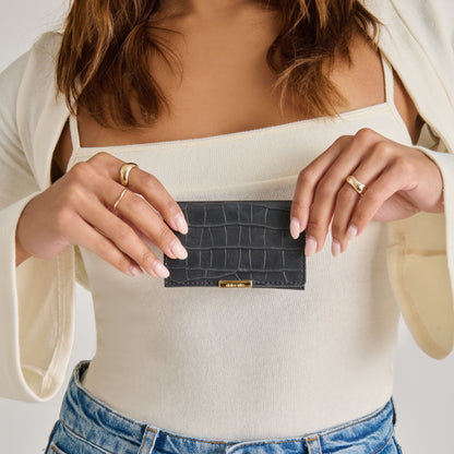Mini-Me Grey Croco Stella Wallet | Dolce Vita