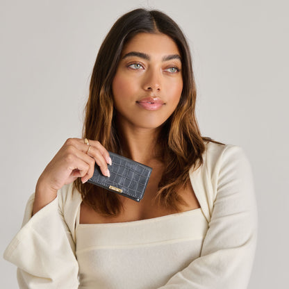 Mini-Me Grey Croco Stella Wallet | Dolce Vita