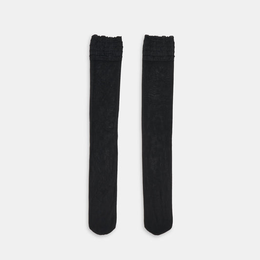 Ruffle Black Sheer Knee High Socks | Dolce Vita
