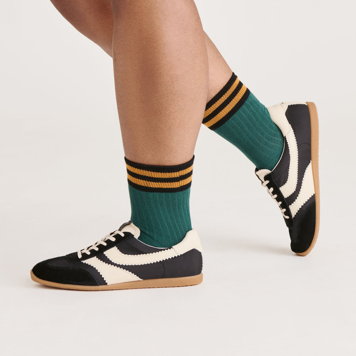 Multi Stripe Green Crew Socks | Dolce Vita