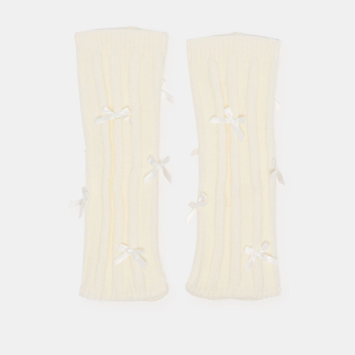 Satin Bow Ivory Leg Warmers | Dolce Vita