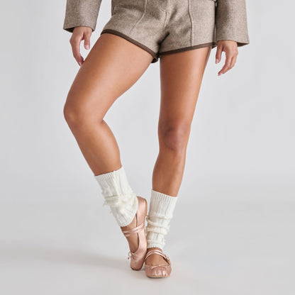 Satin Bow Ivory Leg Warmers | Dolce Vita