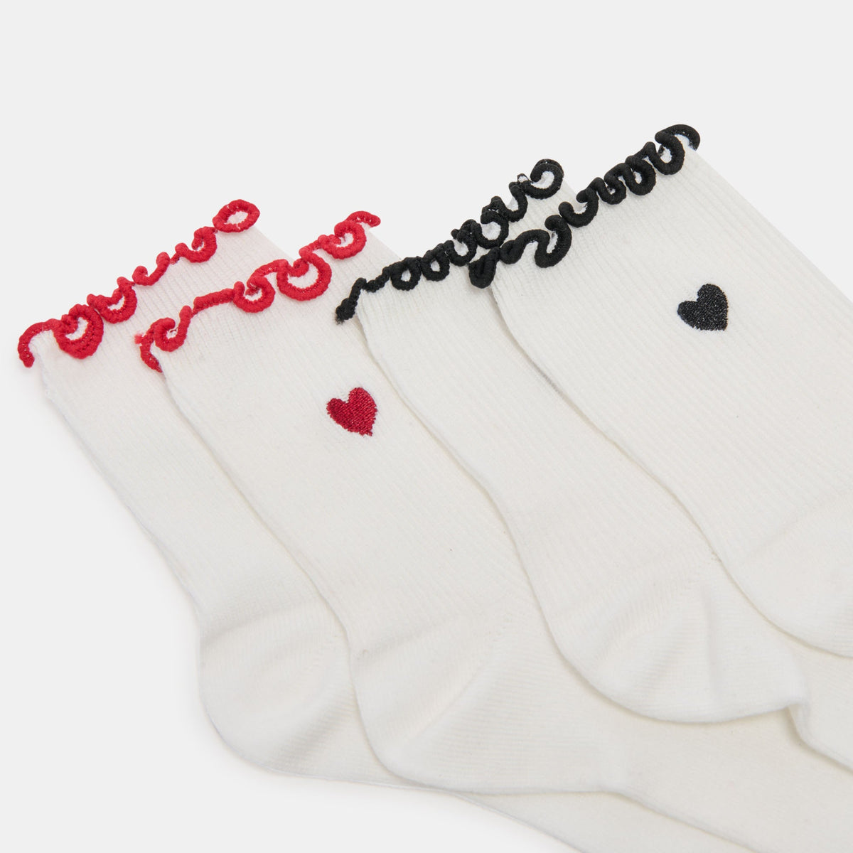 5 Pack Embroidered Rib White Black Multi Anklet Socks | Dolce Vita