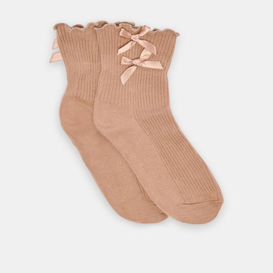 Lettuce Edge Bow Mocha Anklet Socks | Dolce Vita